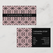 Chic Black en Roze modern Patroon Visitekaartje (Voorkant / Achterkant)