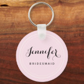 Chic Black en Roze personaliseren Bridesmaid Sleutelhanger (Voorkant)