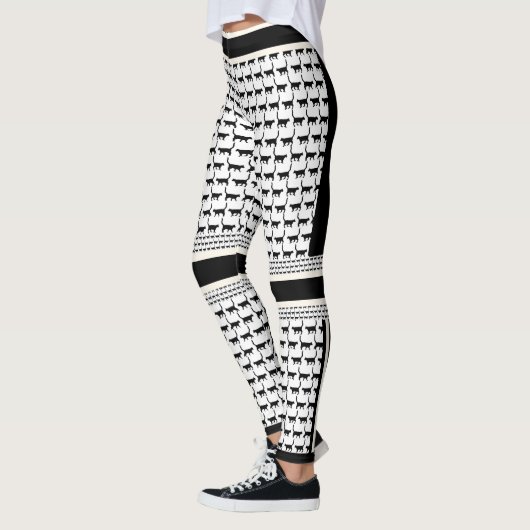 Chic Black en White Cat Print Leggings (Links)