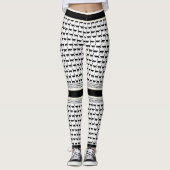 Chic Black en White Cat Print Leggings (Voorkant)