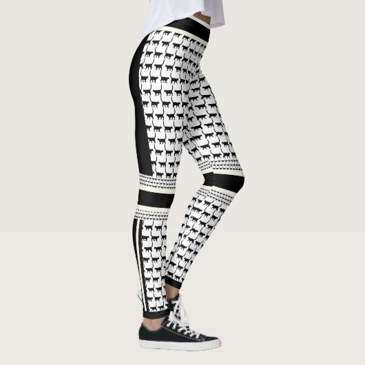 Chic Black en White Cat Print Leggings (Rechts)