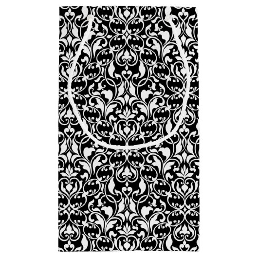 Chic Black en White Damask Klein Cadeauzakje (Achterkant)