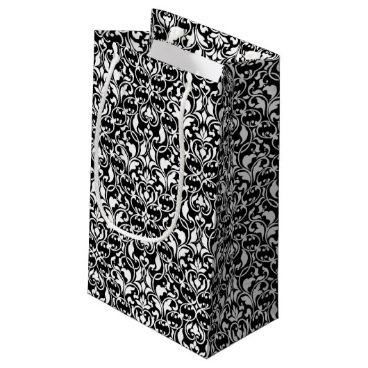 Chic Black en White Damask Klein Cadeauzakje (Achterkant Gekanteld)