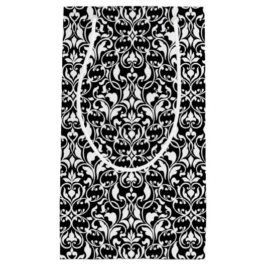 Chic Black en White Damask Klein Cadeauzakje (Voorkant)
