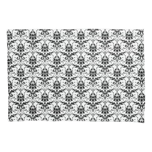 Chic Black en White Damask Pillow Hoesje Kussensloop (Voorkant)