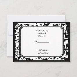 Chic Black en White Damask-reactiekaart RSVP Kaartje
