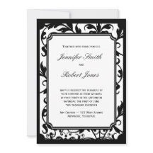 Chic Black en White Damask Wedding Invitation