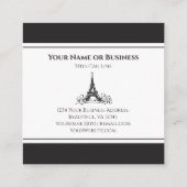 Chic Black en White Eiffel Tower Paris Frankrijk Vierkante Visitekaartje (Achterkant)