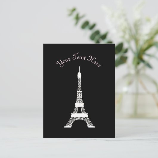 Chic Black en White French Style Eiffel Towers Briefkaart (Staand voorkant)