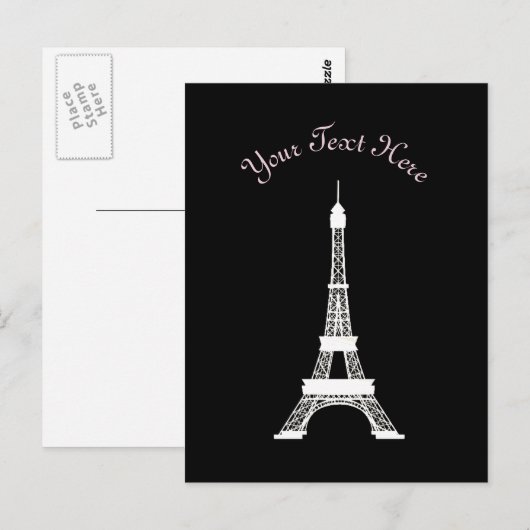 Chic Black en White French Style Eiffel Towers Briefkaart (Voorkant / Achterkant)