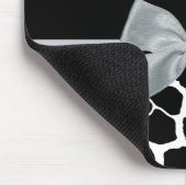 Chic Black en White Giraffe Print Silver Grey Bow Muismat (Hoek)