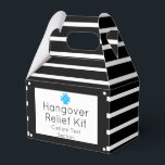 Chic Black en White Hangover Relief Kit Bedankdoosjes<br><div class="desc">Perfect klassieke zwarte en witte aanzuigerhanger die de hulpuitrusting van de kast striped gunt doos is die aanpasbaar is.</div>