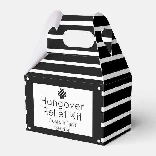Chic Black en White Hangover Relief Kit Bedankdoosjes (Voorkant Zijde)