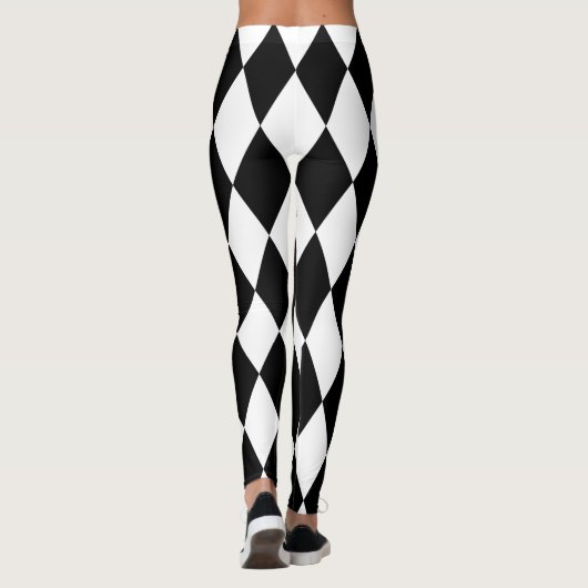 Chic Black en White Harlequin Diamond Leggings (Achterkant)