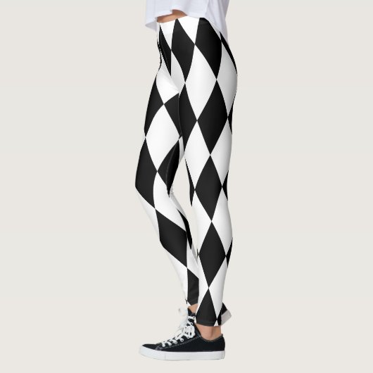 Chic Black en White Harlequin Diamond Leggings (Links)