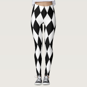 Chic Black en White Harlequin Diamond Leggings