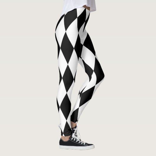 Chic Black en White Harlequin Diamond Leggings (Rechts)