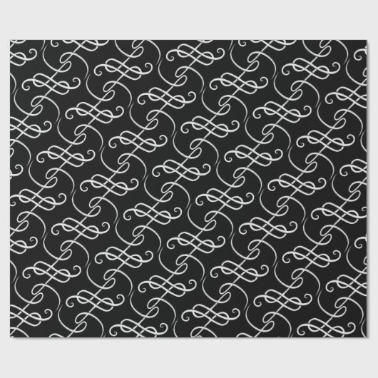 Chic Black en White L Monogram Unisex Pattern Cadeaupapier (Vlak)