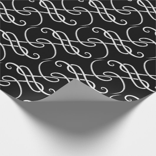Chic Black en White L Monogram Unisex Pattern Cadeaupapier (Hoek)