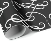 Chic Black en White L Monogram Unisex Pattern Cadeaupapier (Rol Hoek)