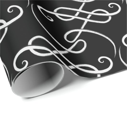 Chic Black en White L Monogram Unisex Pattern Cadeaupapier (Rol Hoek)