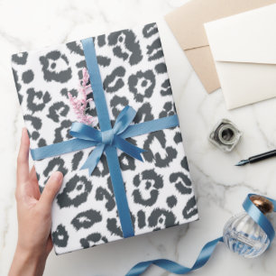 Chic Black en White Leopard Print Patroon Cadeaupapier