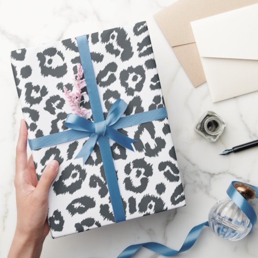Chic Black en White Leopard Print Patroon Cadeaupapier (Geschenken)