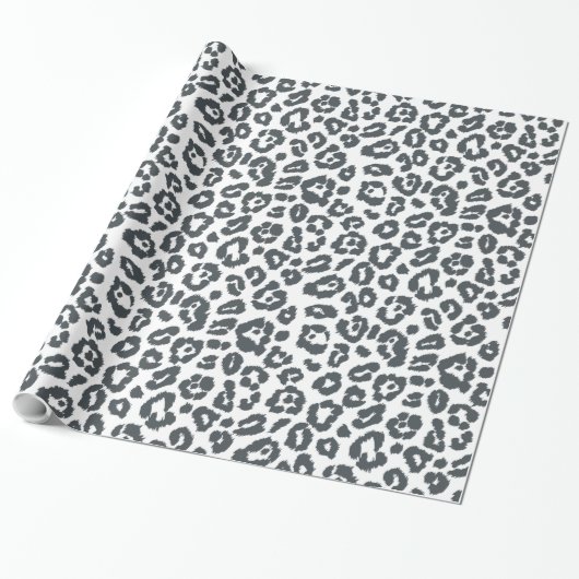 Chic Black en White Leopard Print Patroon Cadeaupapier (Uitgerold)