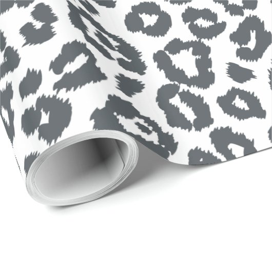 Chic Black en White Leopard Print Patroon Cadeaupapier (Rol Hoek)