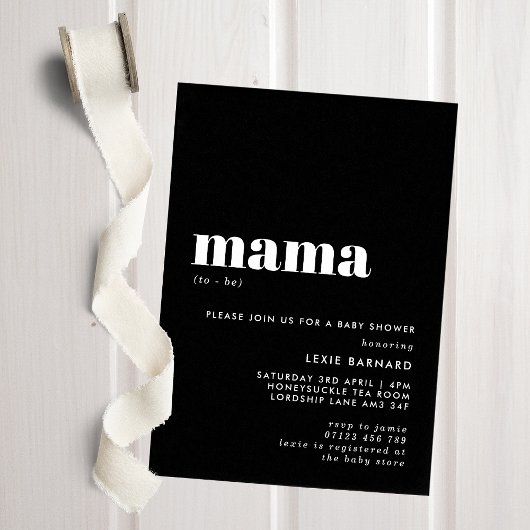 Chic Black en White Mama om Baby shower te worden Kaart