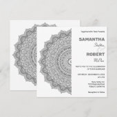 Chic Black en White Mandala Wedding Invitation Kaart (Voorkant / Achterkant)