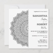 Chic Black en White Mandala Wedding Invitation Kaart (Voorkant)