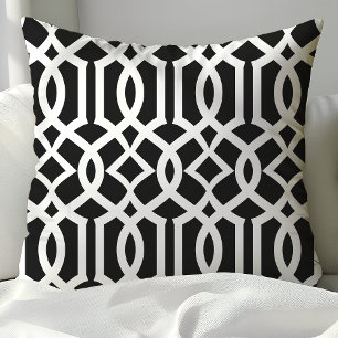 Chic Black en White Moroccan Trellis Pattern Kussen