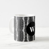 Chic Black en White Ornamental Monogrammed Koffiemok (Voorkant links)