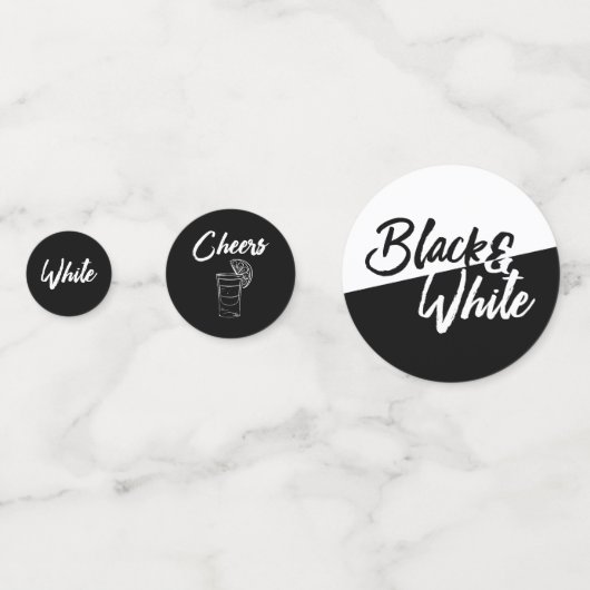 Chic Black en White Party Confetti (Achterkanten)