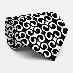 Chic Black en White Pattern Stropdas