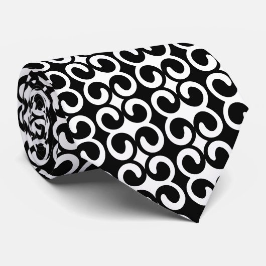 Chic Black en White Pattern Stropdas (Opgerold)