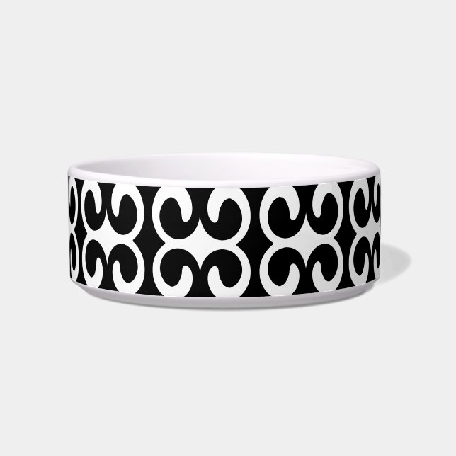 Chic Black en White Pattern Voerbakje (Rechts)