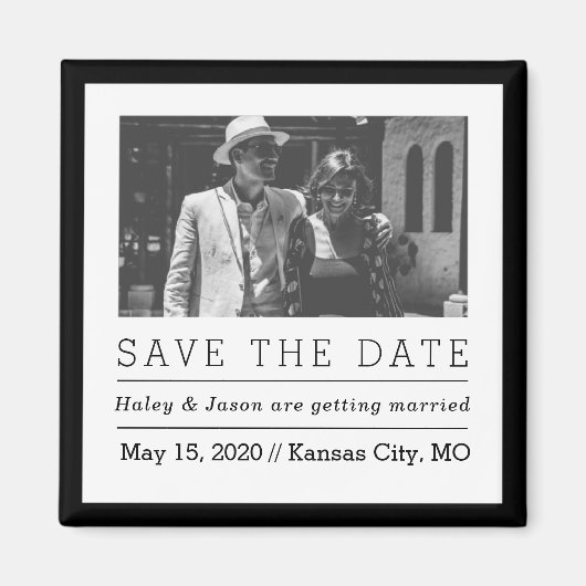 Chic Black en White Photo Save the Date Magneet (Voorkant)