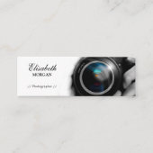 Chic Black en White Photographer Camera Lens Mini Visitekaartje (Voorkant)