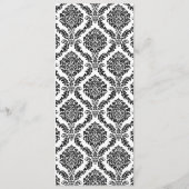 Chic Black en White Pink Damask Wedding Menu (Achterkant)