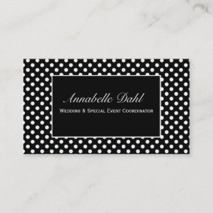 Chic Black en White Polka Dot Visitekaartjes