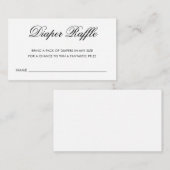 Chic Black en White Script Diaper Raffle Ticket Informatiekaartje (Voorkant / Achterkant)
