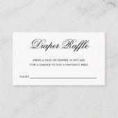 Chic Black en White Script Diaper Raffle Ticket Informatiekaartje (Voorkant)