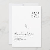 Chic Black en White Signature Script QR Code Save The Date (Voorkant)