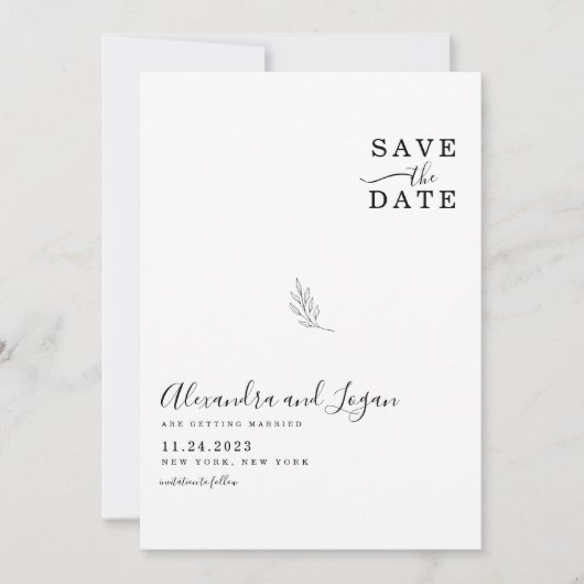 Chic Black en White Signature Script QR Code Save The Date (Voorkant)