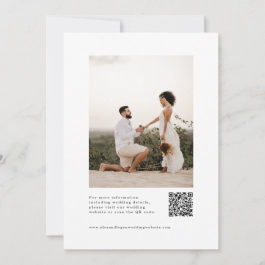 Chic Black en White Signature Script QR Code Save The Date (Achterkant)