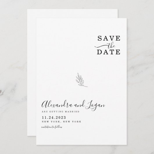 Chic Black en White Signature Script QR Code Save The Date (Voorkant / Achterkant)