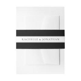 Chic Black en White Simple Wedding Uitnodigingen Wikkel