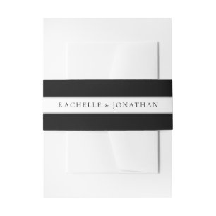 Chic Black en White Simple Wedding Uitnodigingen Wikkel